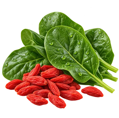 Espinaca y bayas de goji